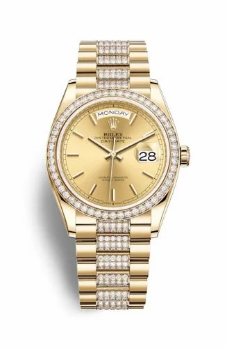 Rolex Day-Date 36 Yellow Gold / Diamond / Champagne / President-Diamond 128348RBR-0027 (M128348RBR-0027)